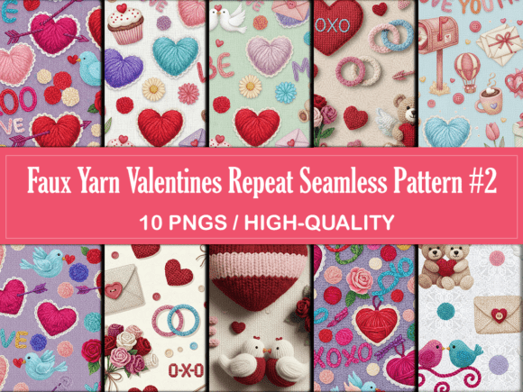10 Faux Yarn Valentines Patterns PNG: Bridging the Gap Between Digital Precision and Handcrafted Warmth