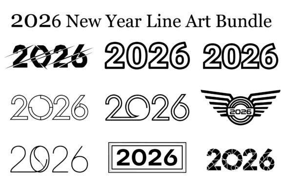 2026 New Year Line Art Bundle