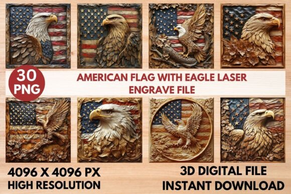 American Flag with Eagle Laser Engrave F: The Ultimate Design for Patriotic Crafts
