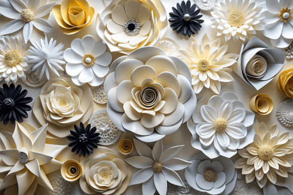 Assortment of Paper Flowers Isolated PNG: Elevating Digital Design with Handcrafted Elegance