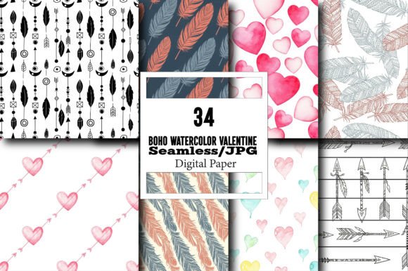 Boho Watercolor Valentine Abstract Design