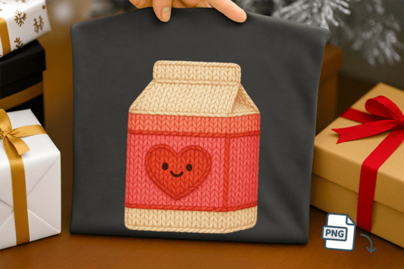 Bringing Cozy Charm to Your Designs with the Faux Crochet Milk Carton PNG Cute