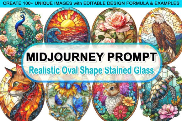 Editable Prompt - Oval Stained Glass