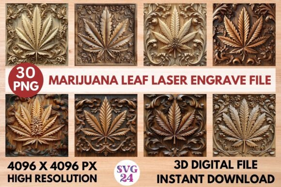 Elevating Laser Craftsmanship with High-Resolution Marijuana Leaf Engraving Files