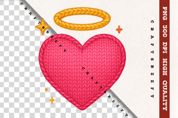 Faux Crochet Angel Heart PNG Cute Halo: The New Standard for Digital Craft Design