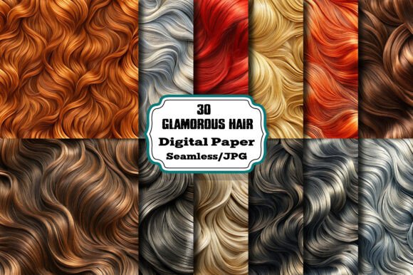Glamorous Hair Digital Papers: Elevate Your Design