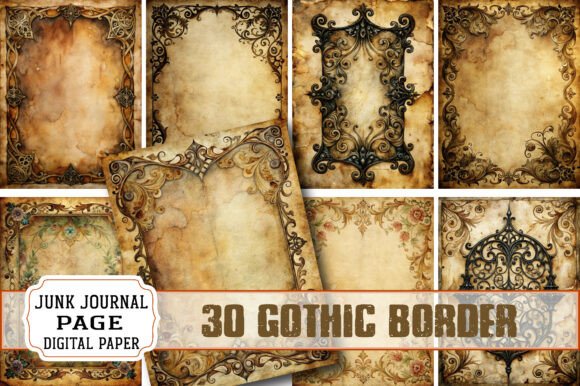 Gothic Border Junk Journal Papers: Elevating Your Creative Projects with Dark Elegance