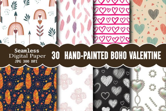 Hand-Painted Boho Valentine Seamless: A Versatile Design for Every Creator