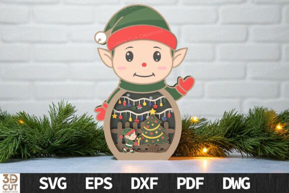 Layered Christmas Elf Decoration SVG