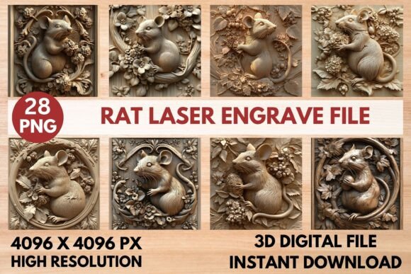 Rat Laser Engrave File: Stunning 3D PNG Designs