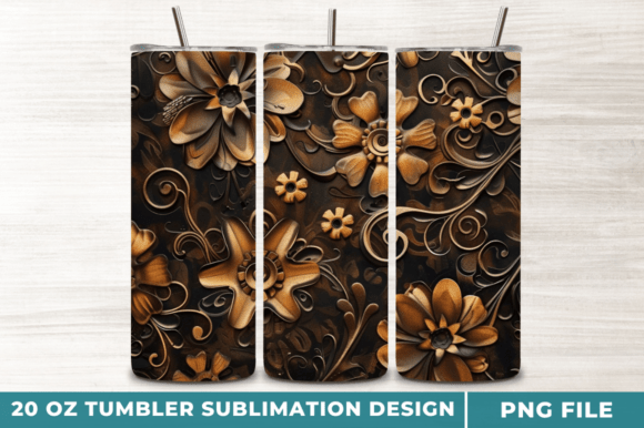 Steampunk Floral 20oz Tumbler Wraps PNG