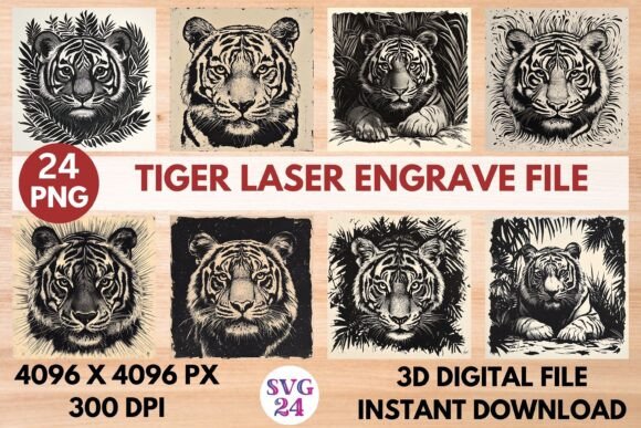 Tiger Laser Engrave File: A Bold Design Asset