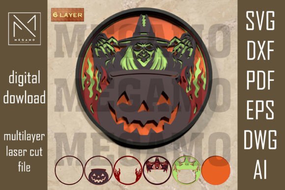 Witch Cauldron Halloween Sign SVG